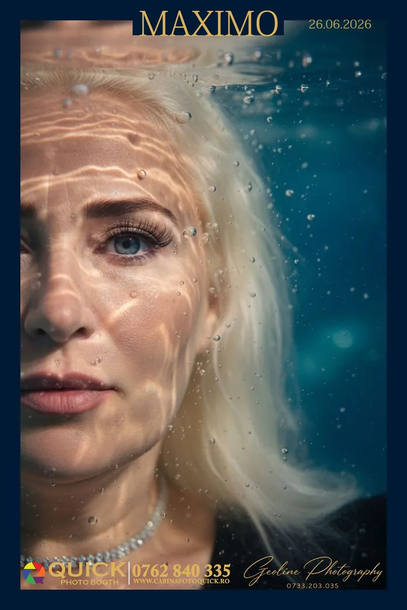 Rezultat realizat la cabină: portret subacvatic cu lumină filtrată prin apă